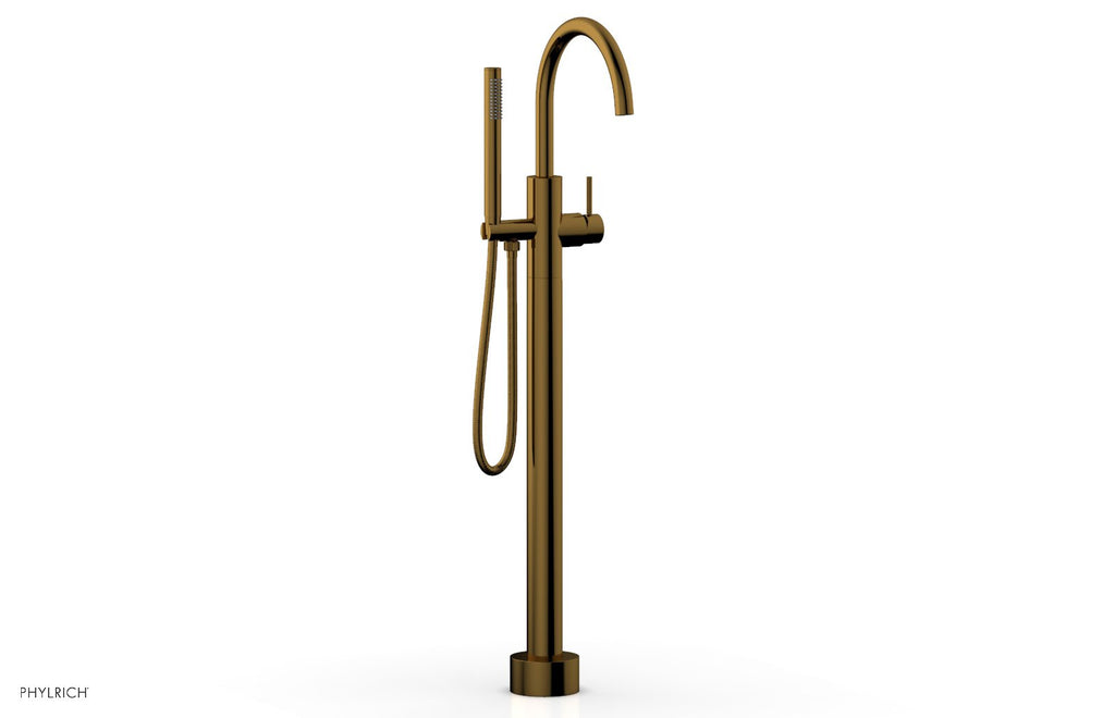 BASIC II Floor Mount Tub Filler with Hand Shower by Phylrich - French Brass