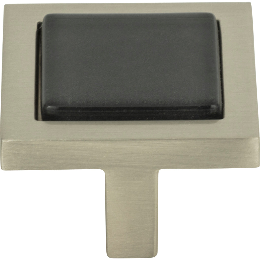 Spa Black Square Knob by Atlas - 1-3/8" - Brushed Nickel - New York Hardware