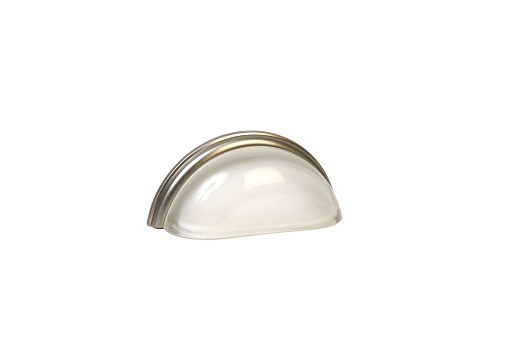 Glass Bin Pull by Lew's Hardware - 3" - Brushed Nickel - Frosted Clear - New York Hardware
