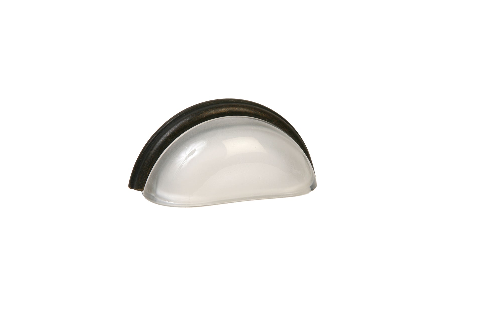 Glass Bin Pull by Lew's Hardware - 3" - Oil-rubbed Bronze - Frosted Clear - New York Hardware