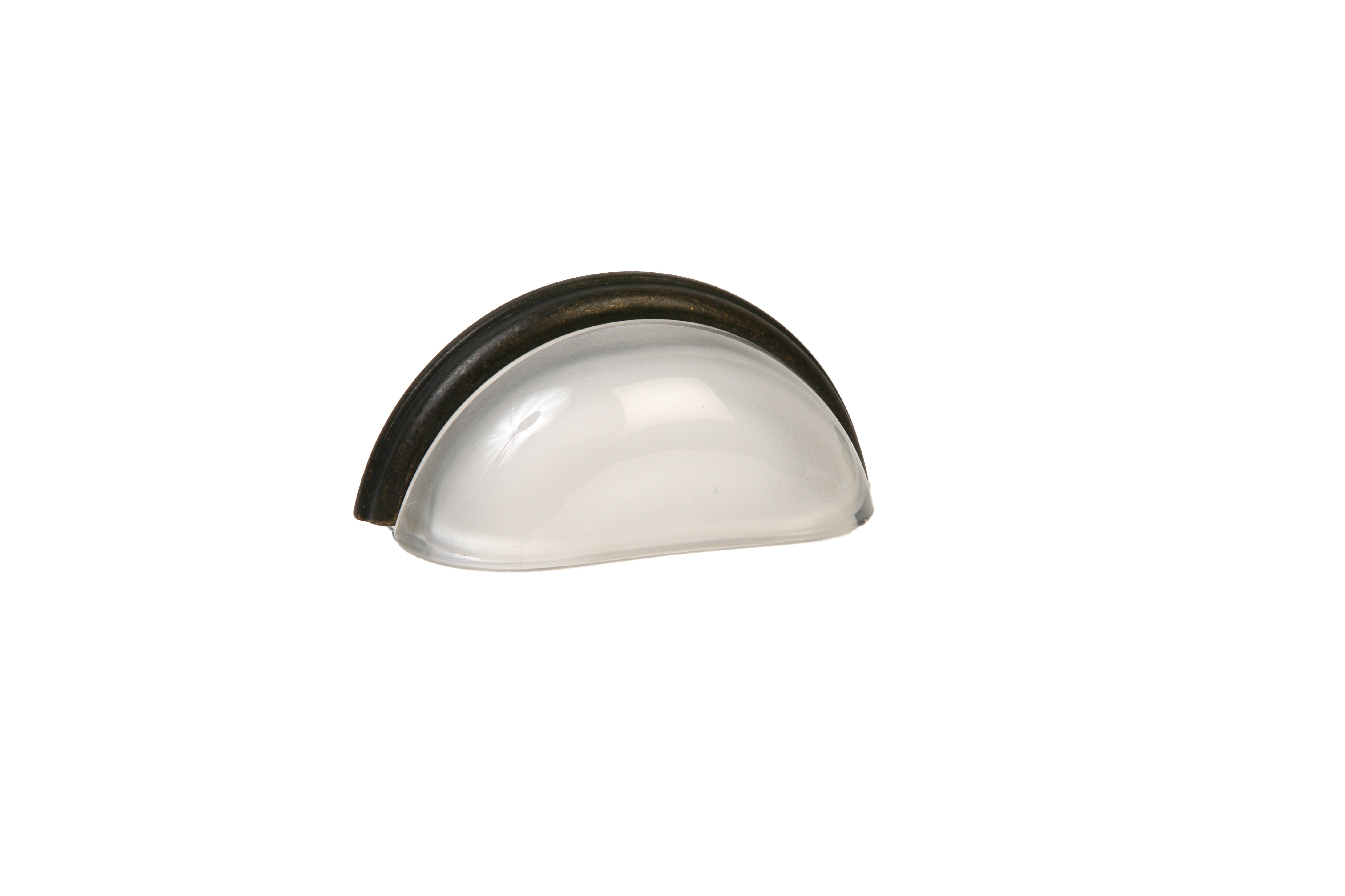 Glass Bin Pull by Lew's Hardware - 3" - Oil-rubbed Bronze - Frosted Clear - New York Hardware