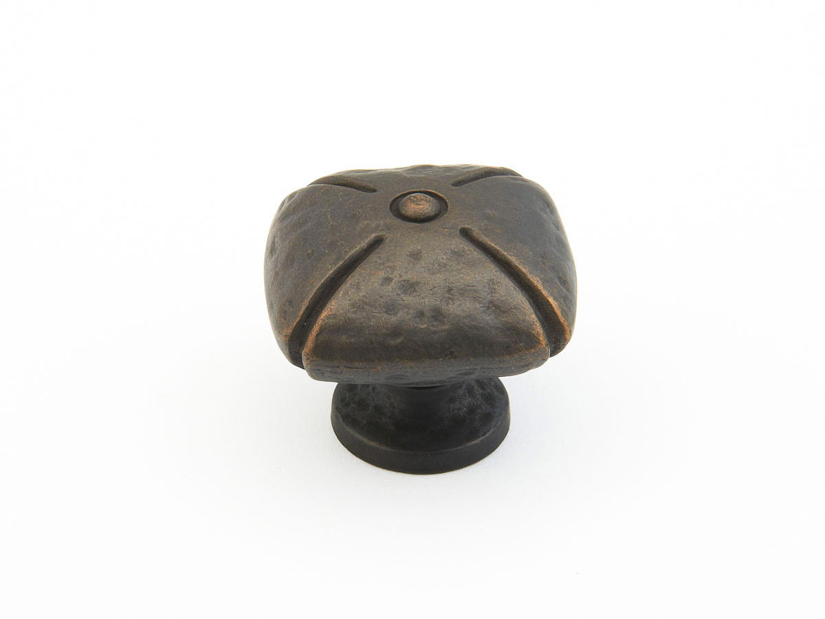 Siena Square Knob by Schaub - Ancient Bronze - New York Hardware