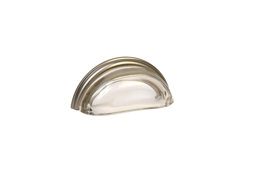 Glass Bin Pull by Lew's Hardware - 3" - Brushed Nickel - Transparent Clear - New York Hardware