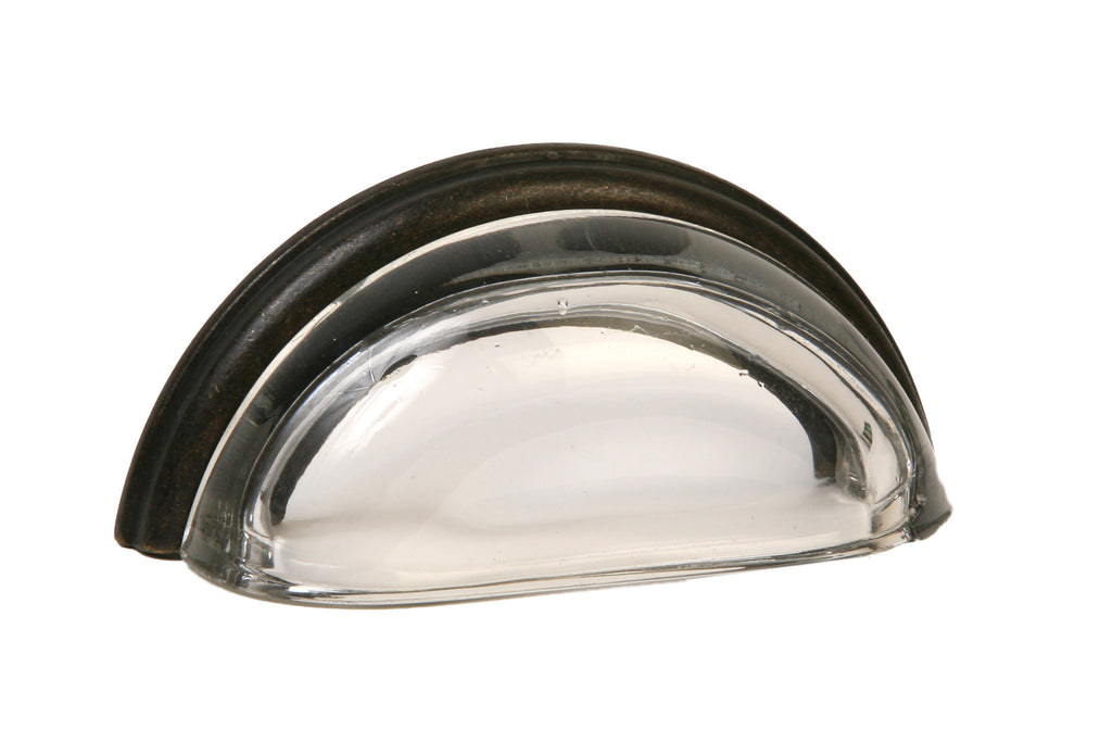 Glass Bin Pull by Lew's Hardware - 3" - Oil-rubbed Bronze - Transparent Clear - New York Hardware