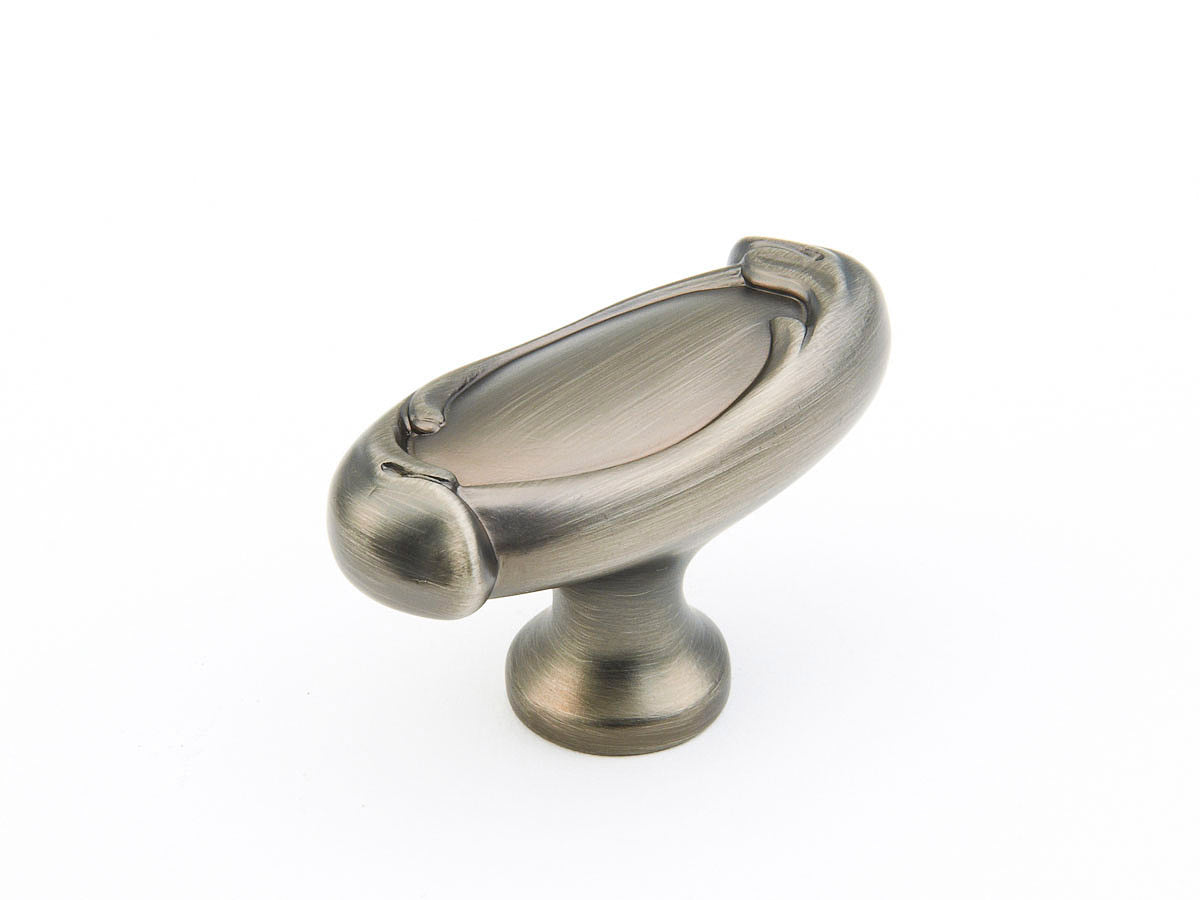French Farm Oblong Knob by Schaub - Antique Nickel - New York Hardware