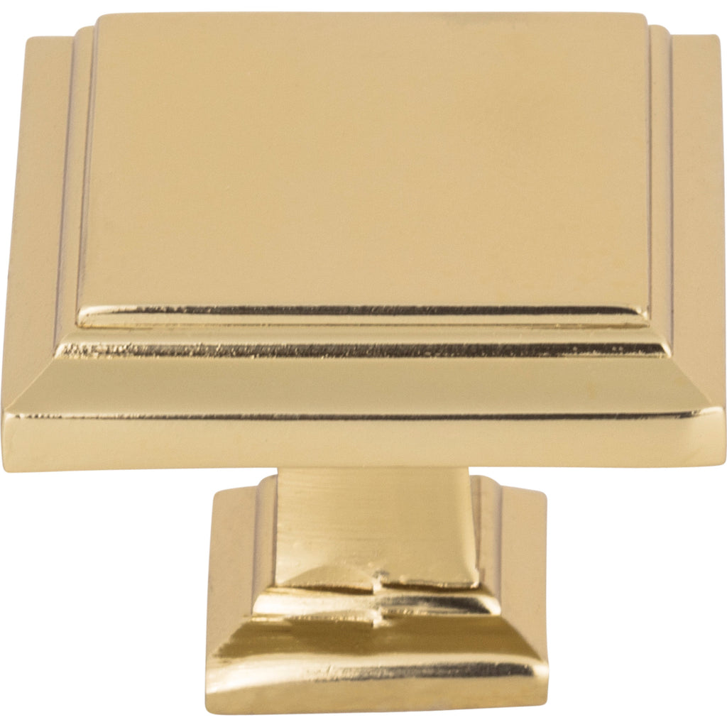 Sutton Place Square Knob by Atlas - 1-1/4" - French Gold - New York Hardware