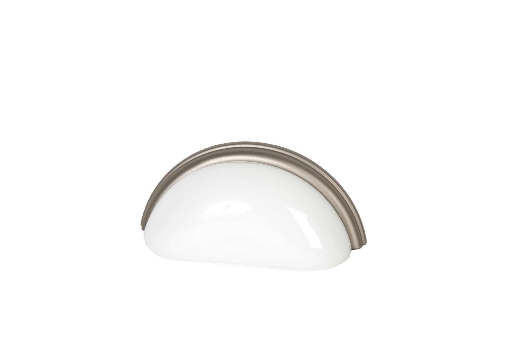 Glass Bin Pull by Lew's Hardware - 3" - Brushed Nickel - Milk White - New York Hardware