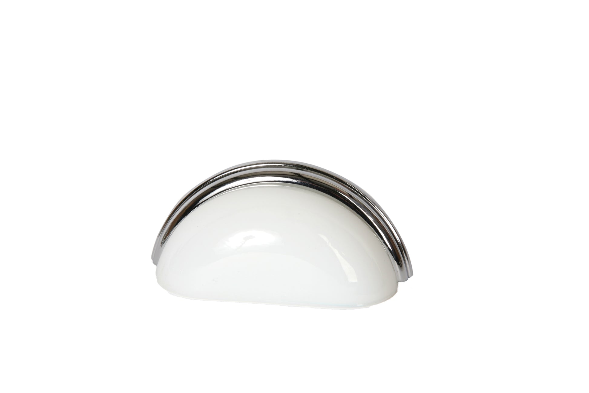 Glass Bin Pull by Lew's Hardware - 3" - Polished Chrome - Milk White - New York Hardware