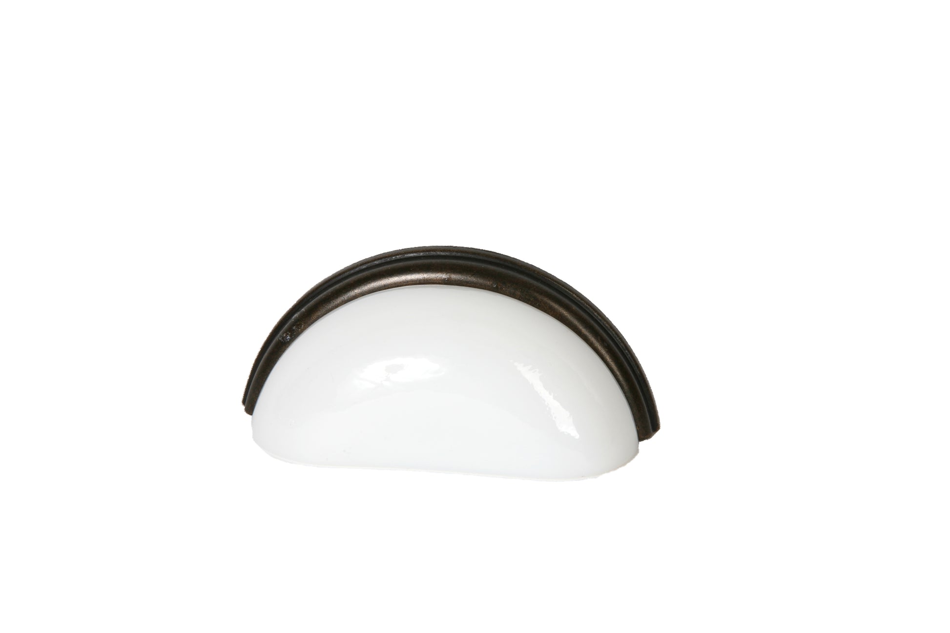 Glass Bin Pull by Lew's Hardware - 3" - Oil-rubbed Bronze - Milk White - New York Hardware