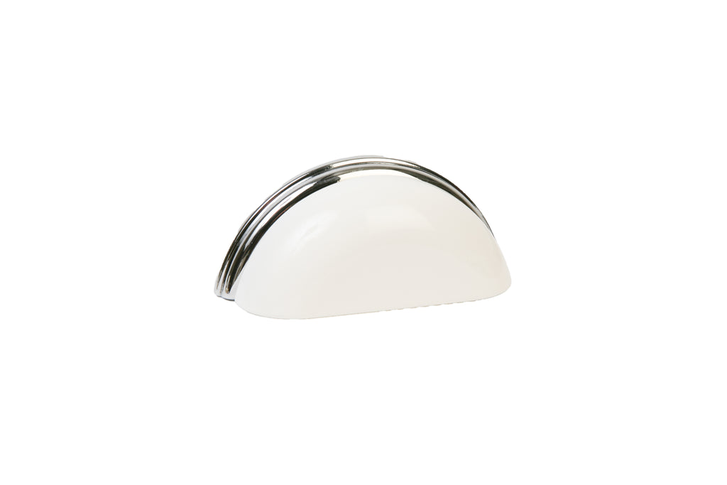 Metal Bin Pull by Lew's Hardware - 3" - Polished Chrome - Gloss White - New York Hardware