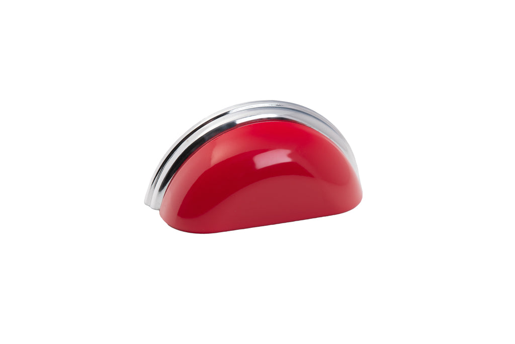 Metal Bin Pull by Lew's Hardware - 3" - Polished Chrome - Candy Red - New York Hardware
