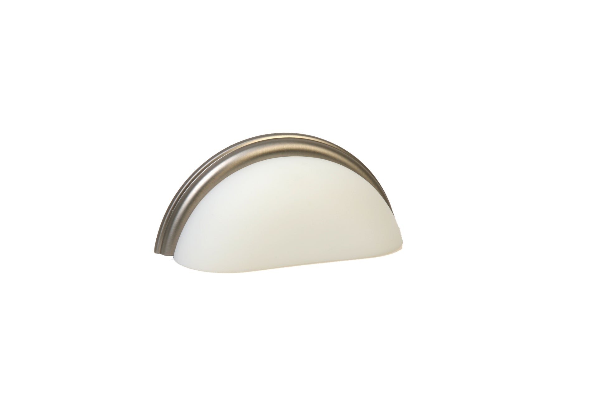 Glass Bin Pull by Lew's Hardware - 3" - Brushed Nickel - Frosted White White - New York Hardware