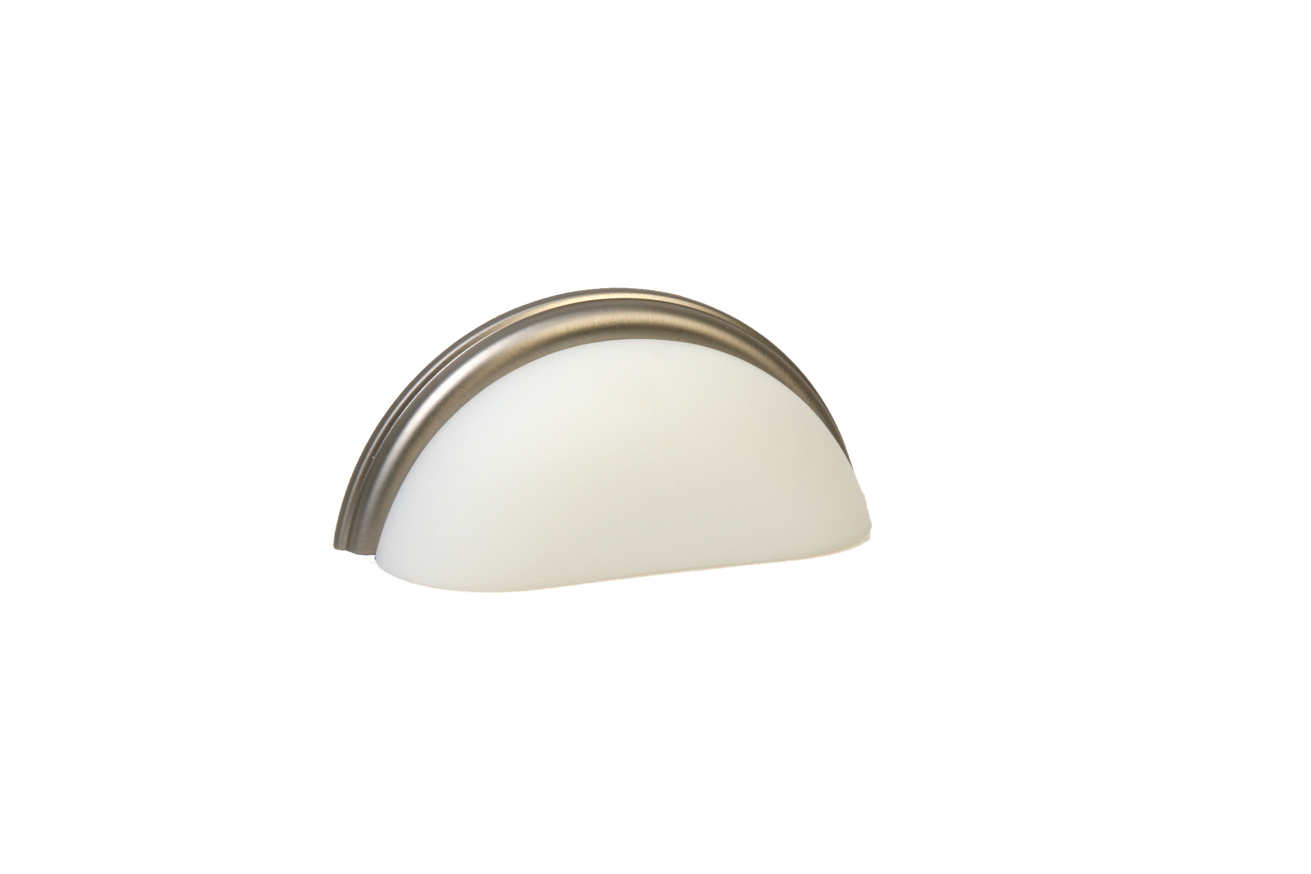 Glass Bin Pull by Lew's Hardware - 3" - Brushed Nickel - Frosted White White - New York Hardware