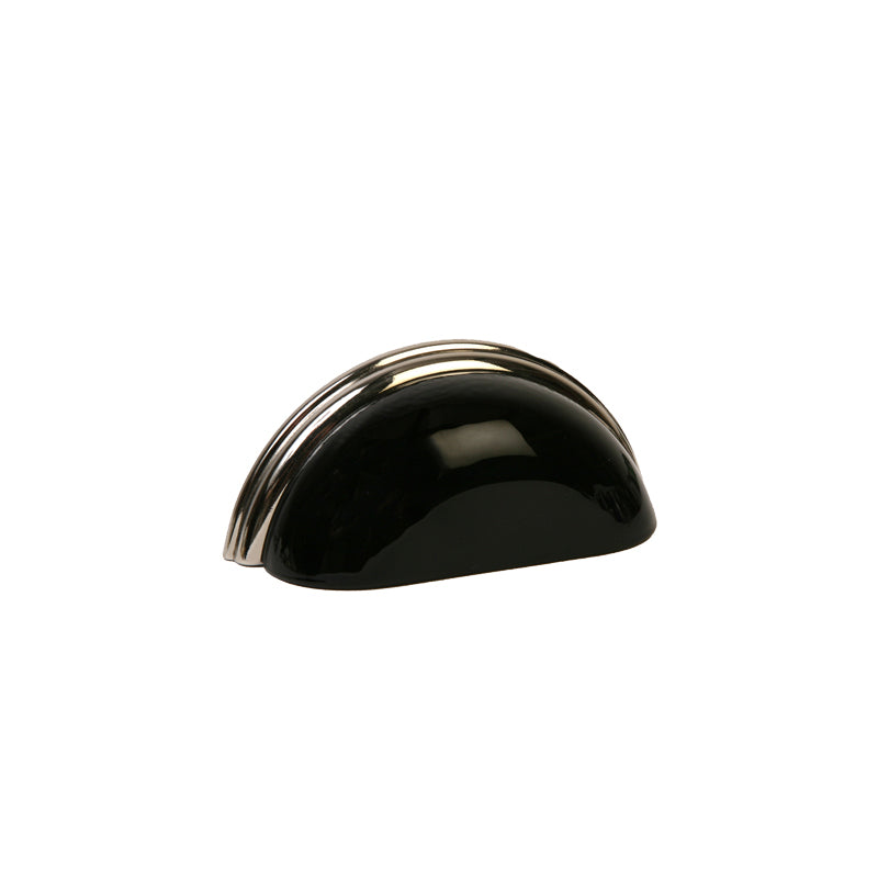Glass Bin Pull by Lew's Hardware - 3" - Polished Nickel - Black - New York Hardware