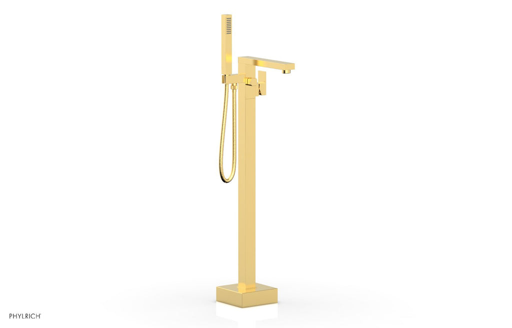 MIX Floor Mount Tub Filler with Hand Shower by Phylrich - Satin Gold