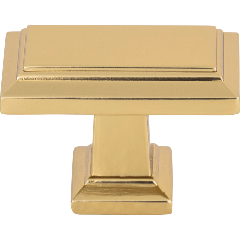 Sutton Place Rectangle Knob by Atlas - 1-7/16" - French Gold - New York Hardware