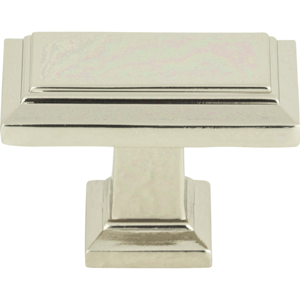 Sutton Place Rectangle Knob by Atlas - 1-7/16" - Polished Nickel - New York Hardware