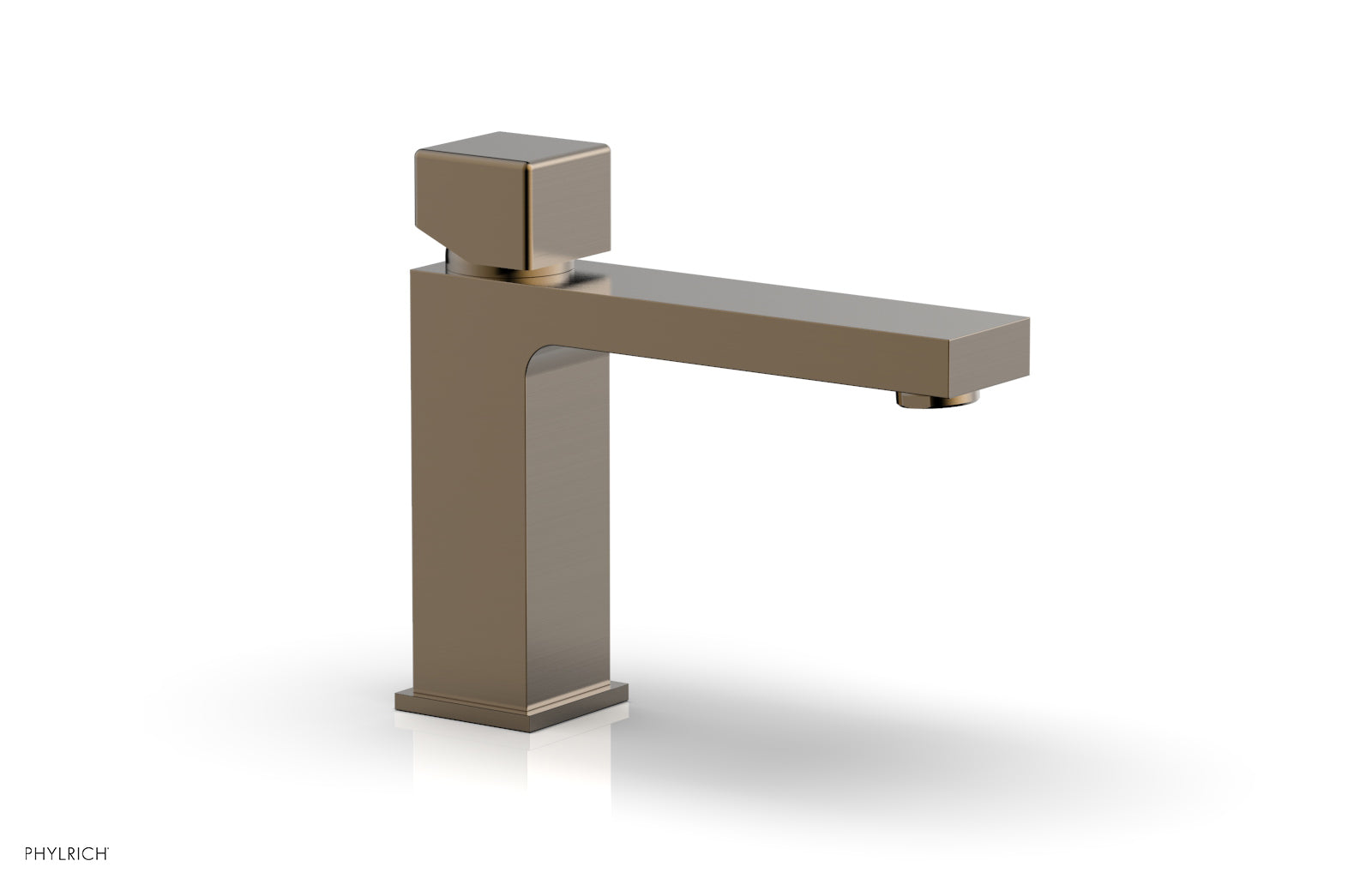 MIX Single Hole Lavatory Faucet, Low   Cube Handle by Phylrich - Antique Brass