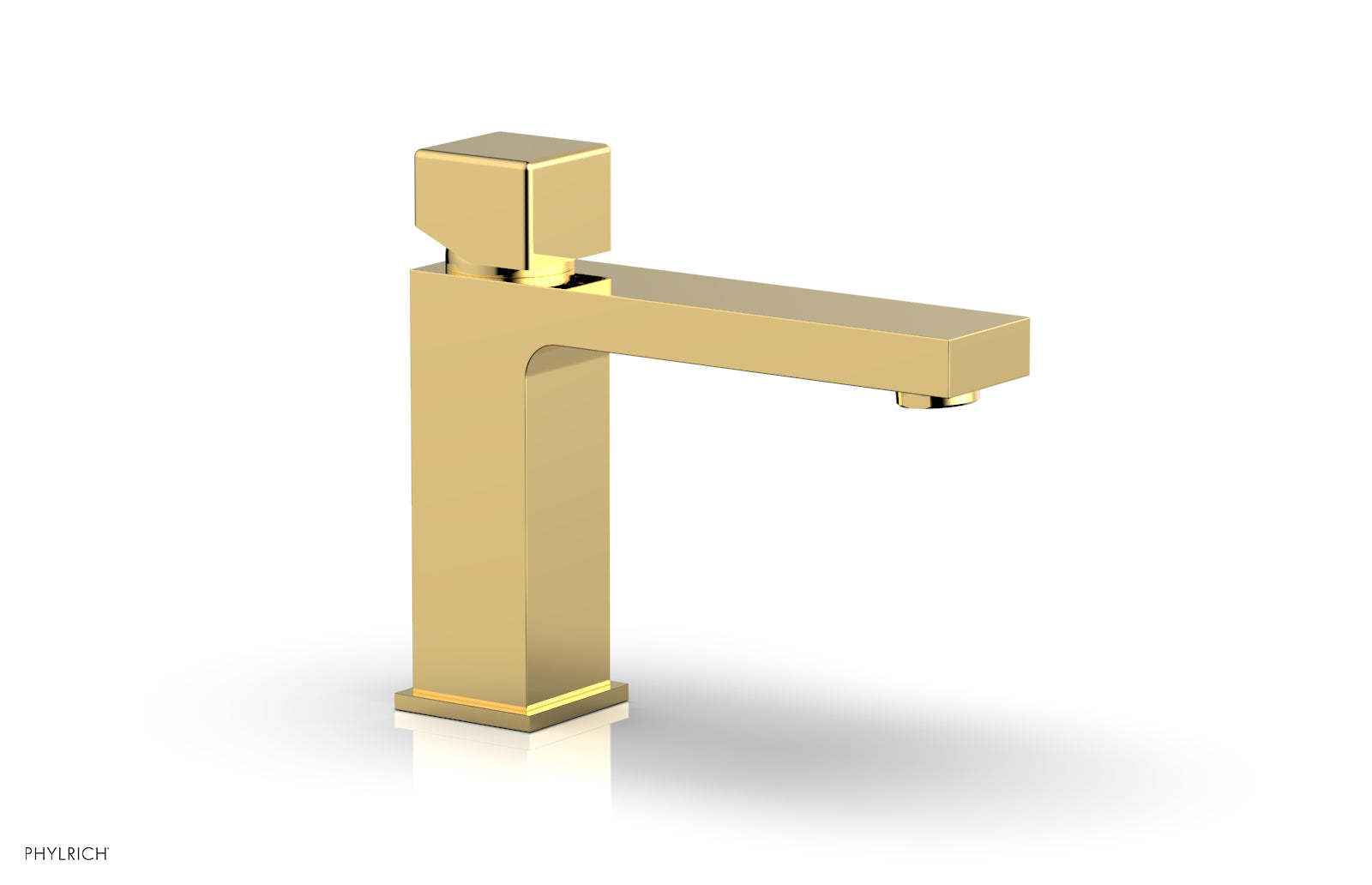 MIX Single Hole Lavatory Faucet, Low   Cube Handle by Phylrich - Satin Gold