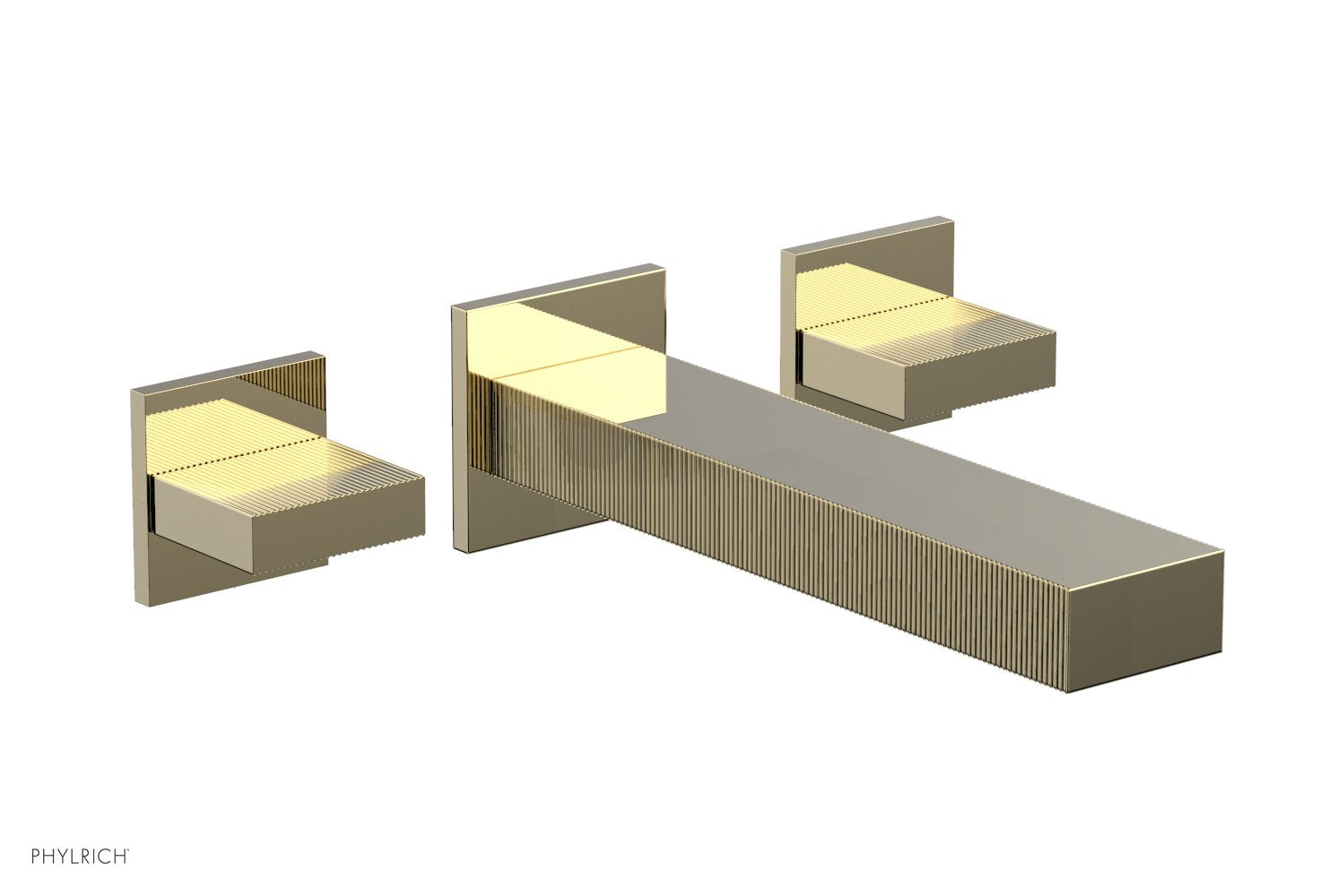 STRIA Wall Lavatory Set Blade Handles by Phylrich - Polished Brass Uncoated