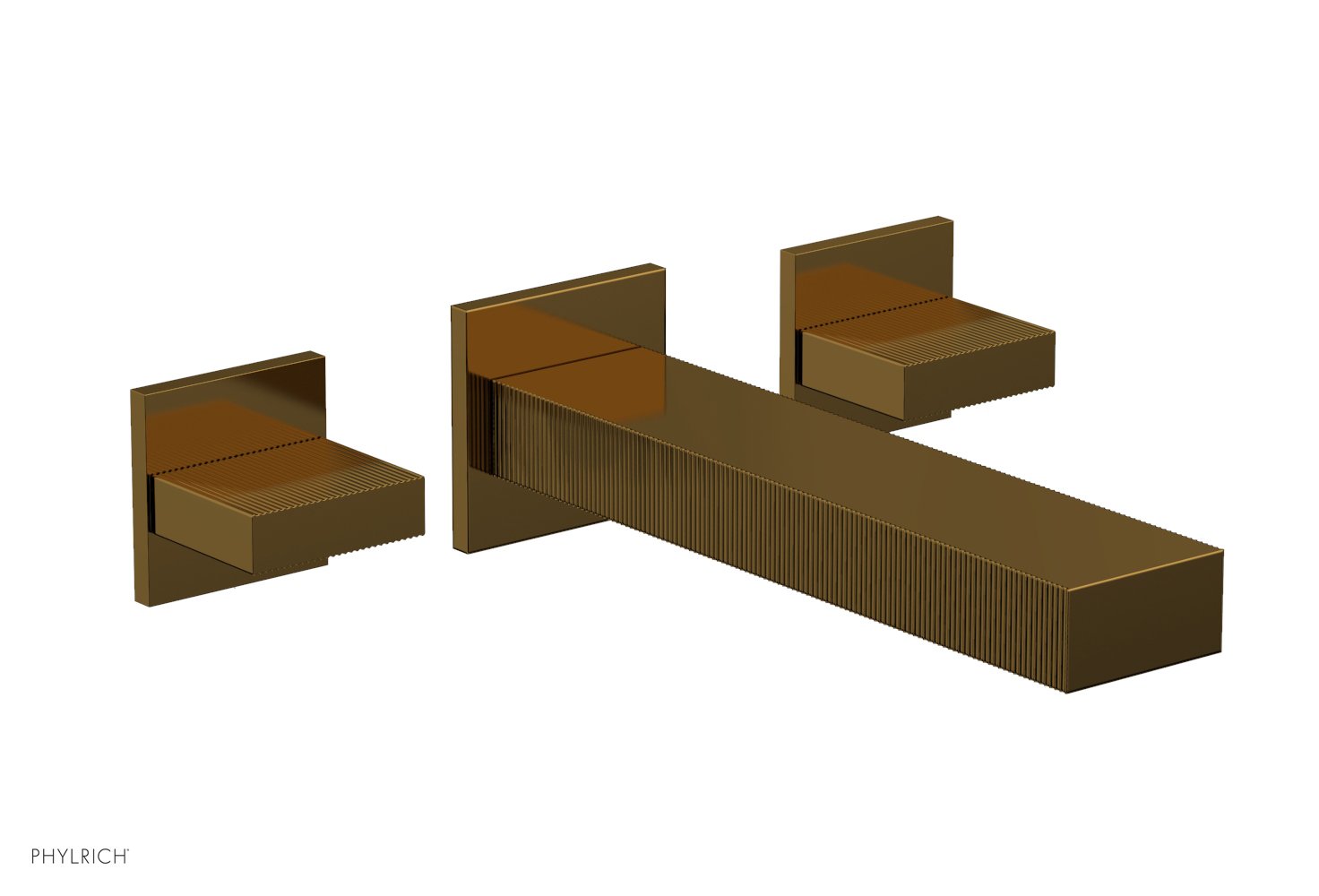 STRIA Wall Lavatory Set Blade Handles by Phylrich - French Brass