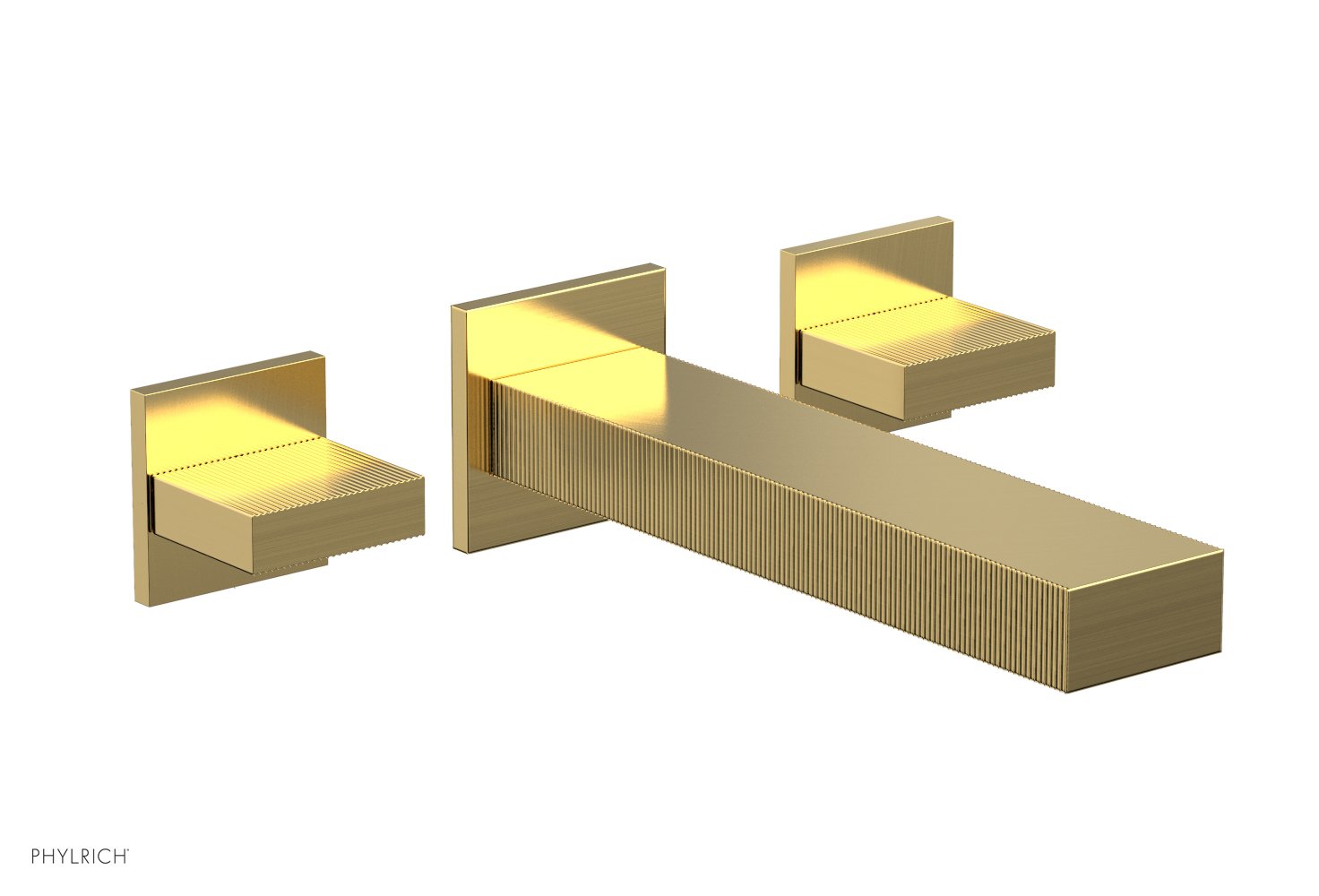 STRIA Wall Lavatory Set Blade Handles by Phylrich - Satin Gold