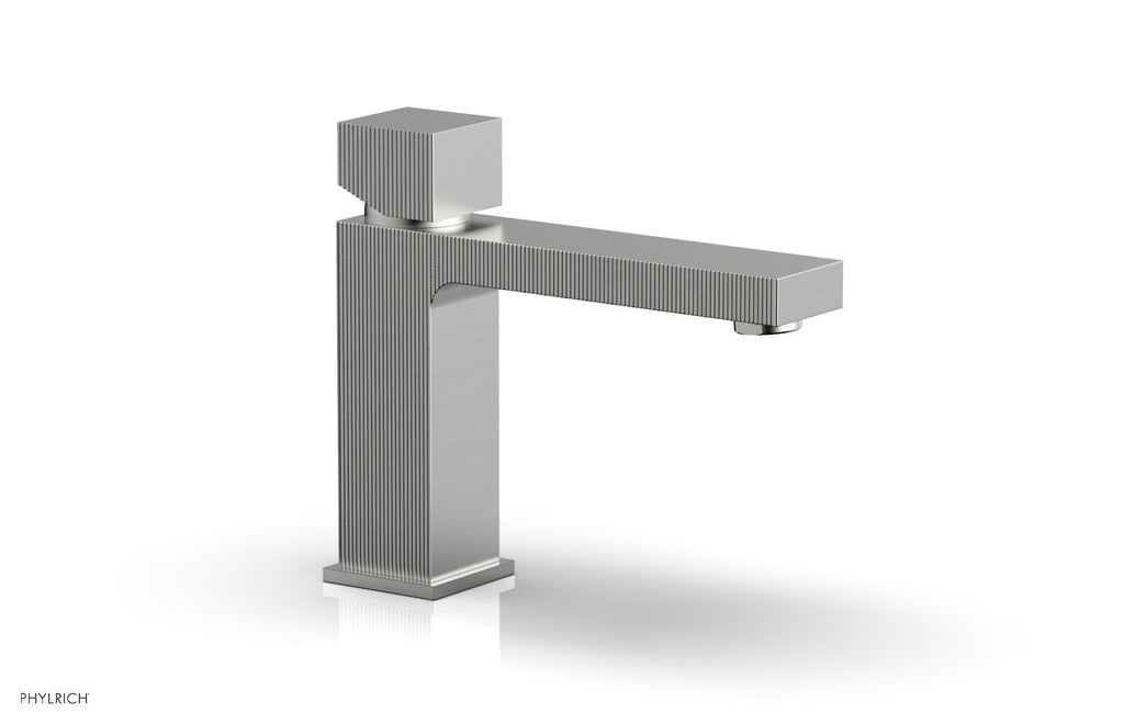 STRIA Single Hole Lavatory Faucet, Low   Cube Handle by Phylrich - Satin Chrome