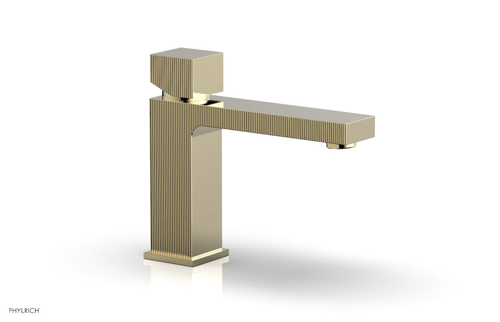STRIA Single Hole Lavatory Faucet, Low   Cube Handle by Phylrich - Polished Brass Uncoated