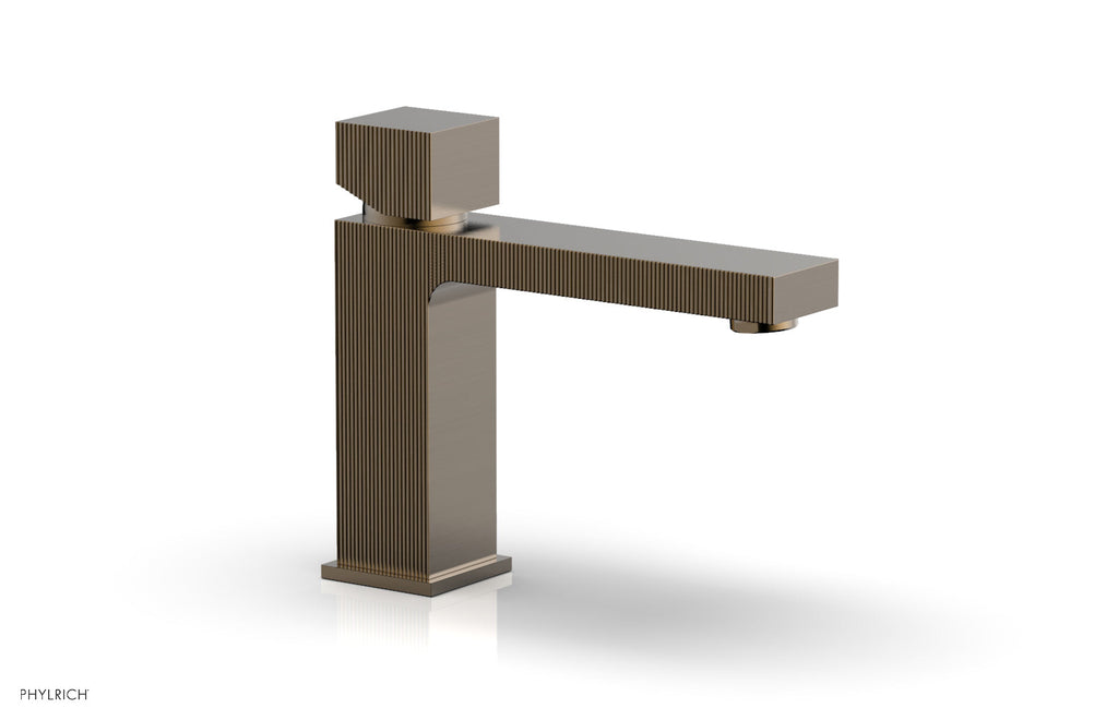 STRIA Single Hole Lavatory Faucet, Low   Cube Handle by Phylrich - Antique Brass