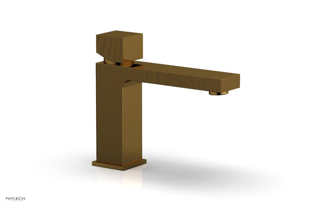 STRIA Single Hole Lavatory Faucet, Low   Cube Handle by Phylrich - Polished Gold