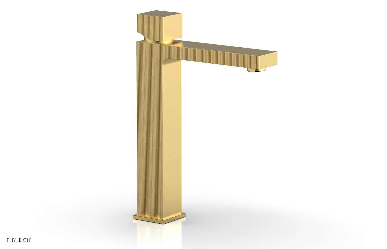 STRIA Single Hole Lavatory Faucet, Tall   Cube Handle by Phylrich - Satin Chrome