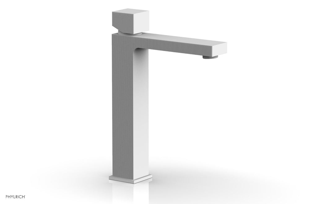 STRIA Single Hole Lavatory Faucet, Tall   Cube Handle by Phylrich - Satin White