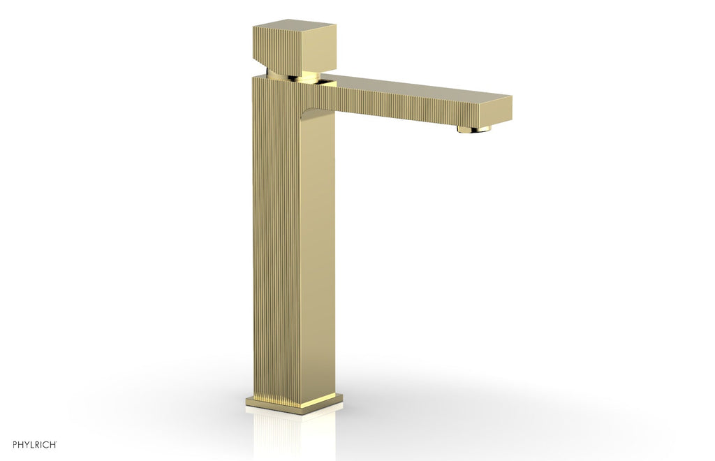 STRIA Single Hole Lavatory Faucet, Tall   Cube Handle by Phylrich - French Brass