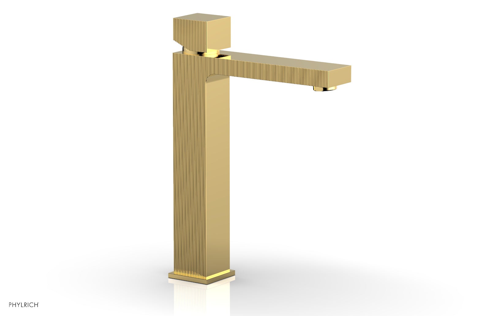 STRIA Single Hole Lavatory Faucet, Tall   Cube Handle by Phylrich - Satin Gold