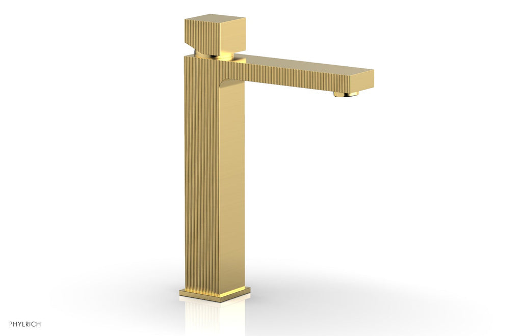 STRIA Single Hole Lavatory Faucet, Tall   Cube Handle by Phylrich - Burnished Gold