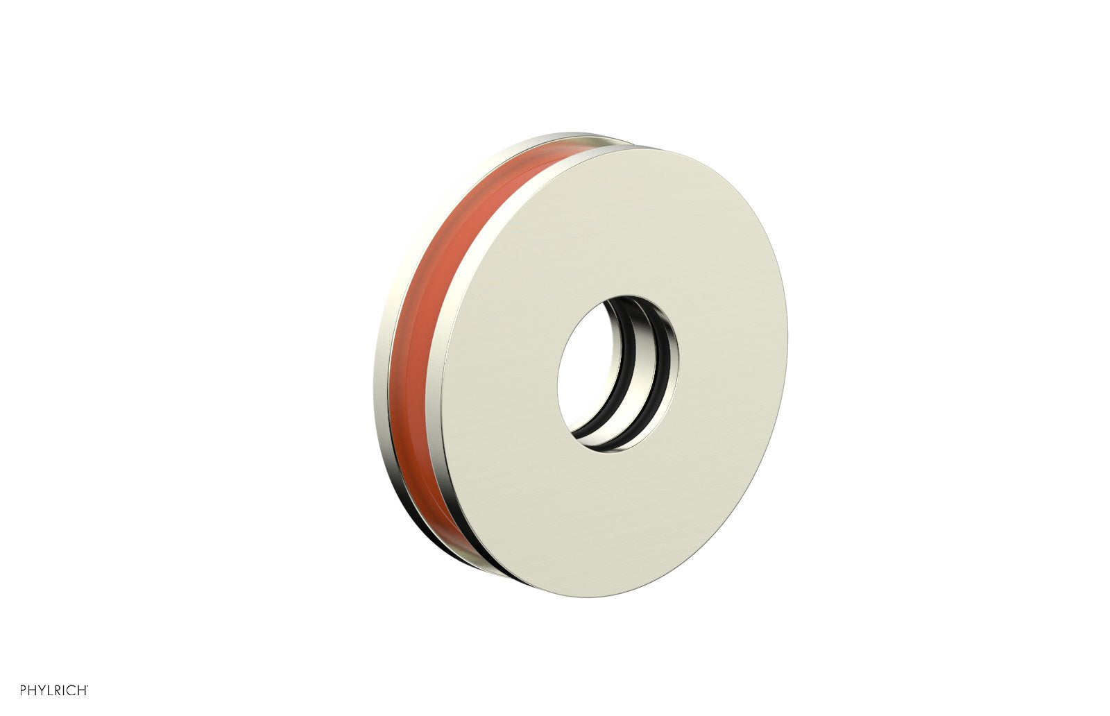 Round Flange with "Orange" Accent by Phylrich - Satin Nickel