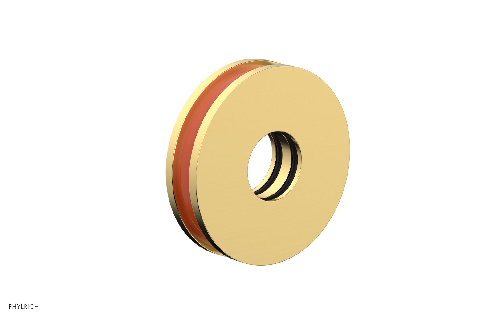 Round Flange with "Orange" Accent by Phylrich - Satin Gold