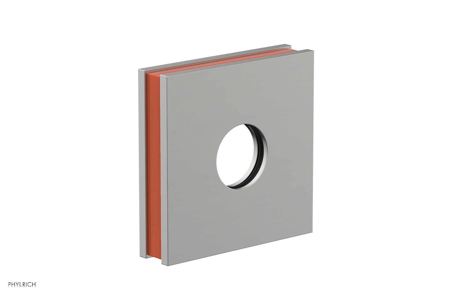 Square Flange with "Orange" Accent by Phylrich - Satin Chrome