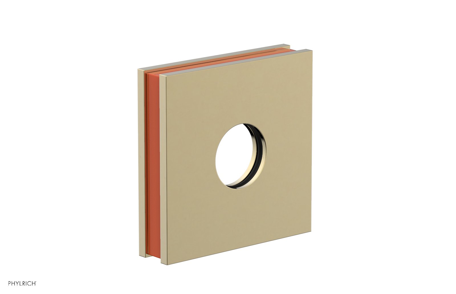 Square Flange with "Orange" Accent by Phylrich - Polished Brass Uncoated