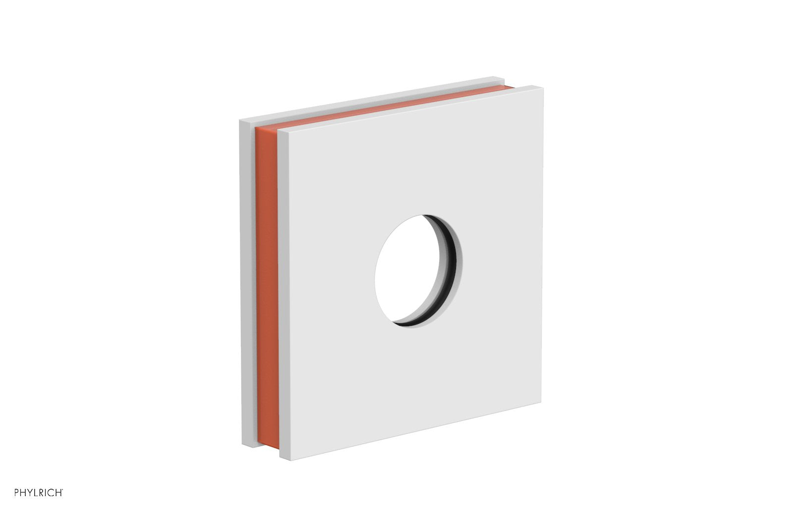 Square Flange with "Orange" Accent by Phylrich - Satin White