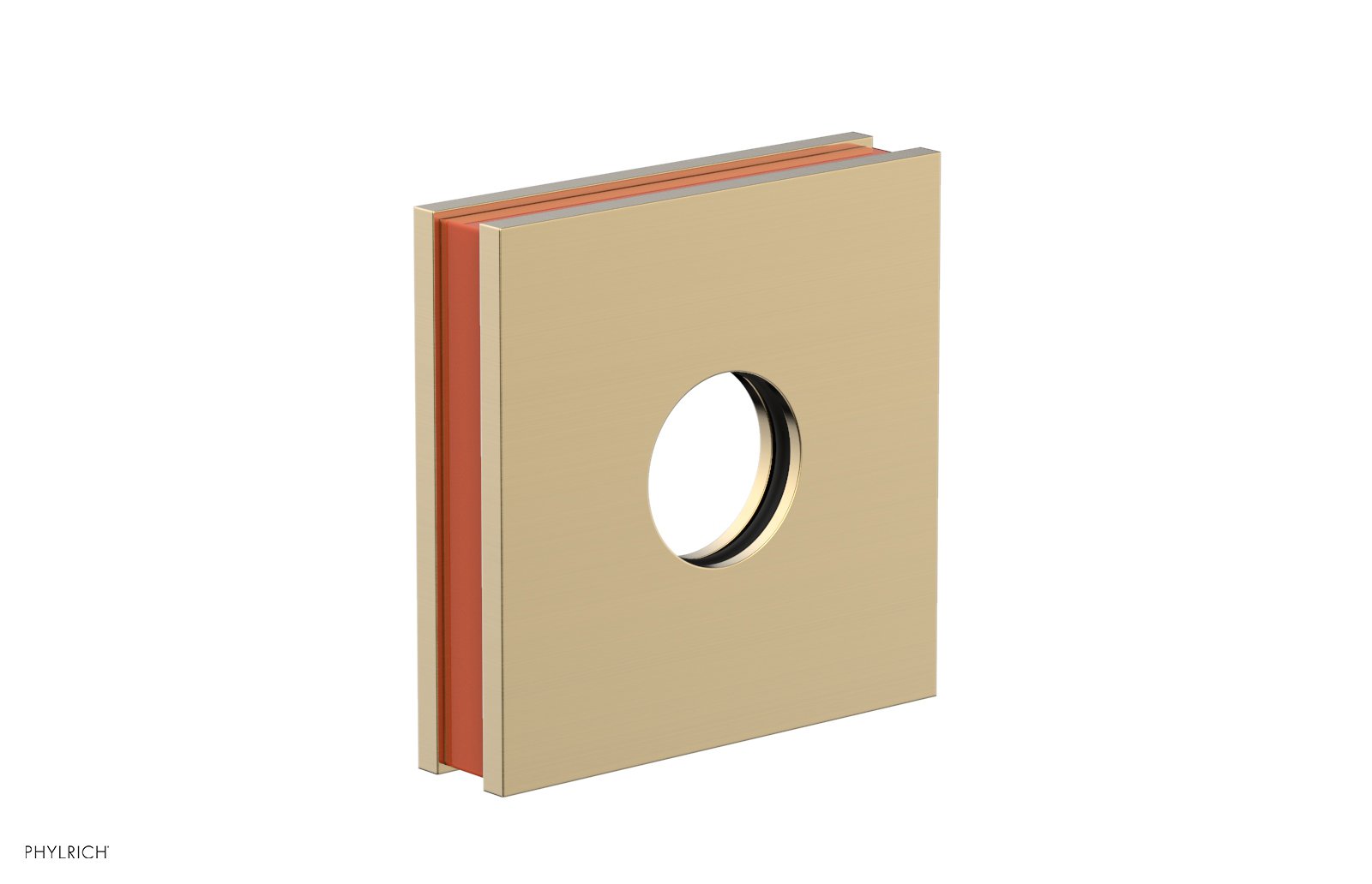 Square Flange with "Orange" Accent by Phylrich - Satin Brass