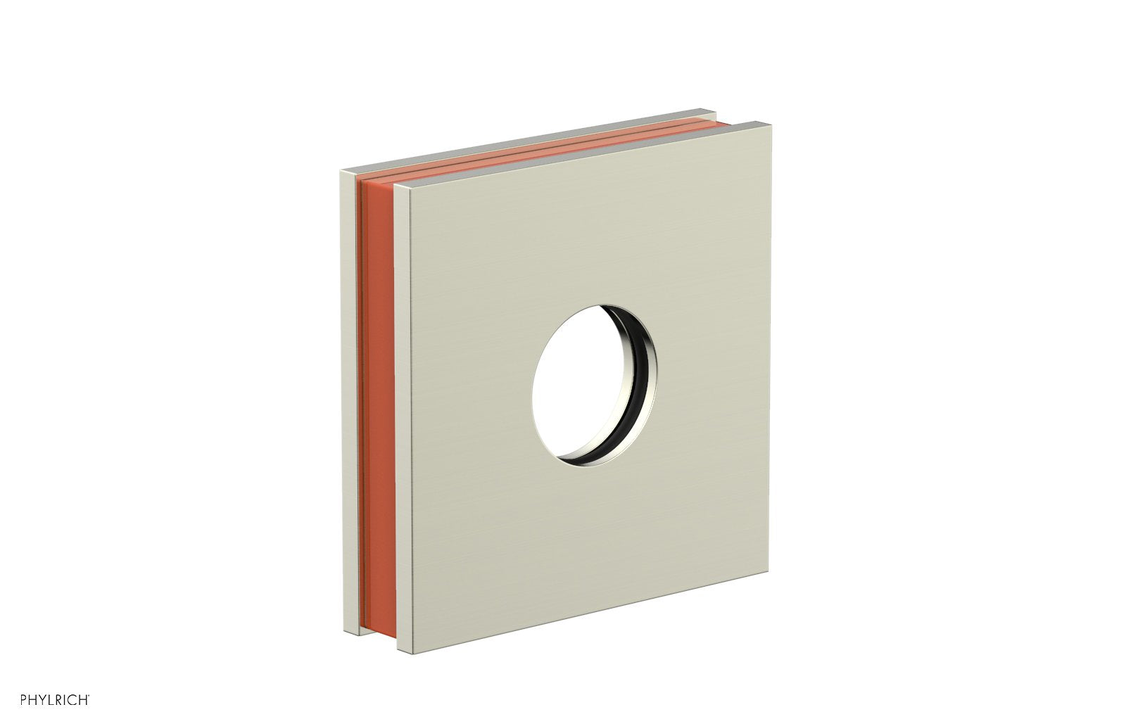Square Flange with "Orange" Accent by Phylrich - Satin Nickel