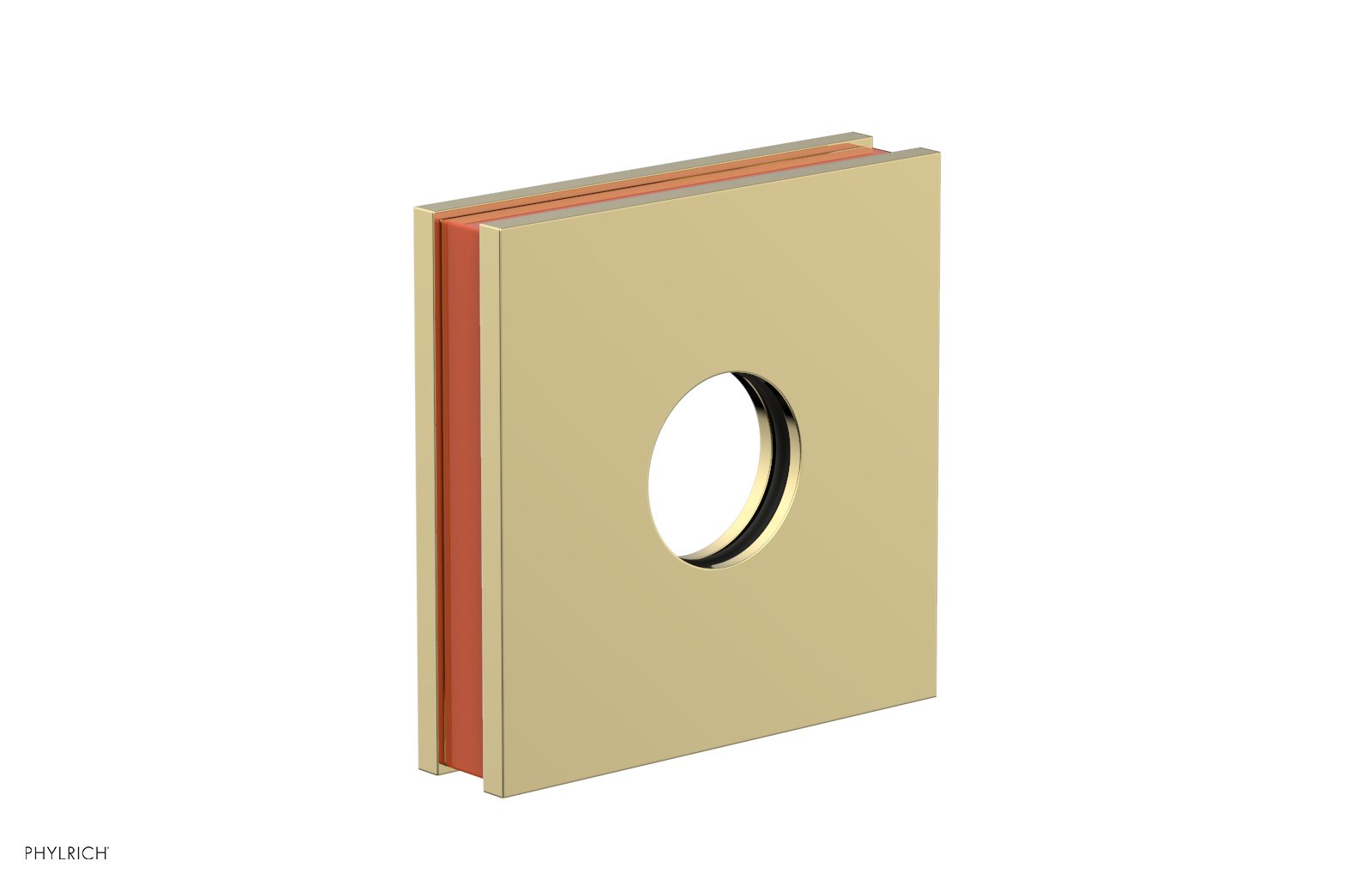 Square Flange with "Orange" Accent by Phylrich - Polished Brass