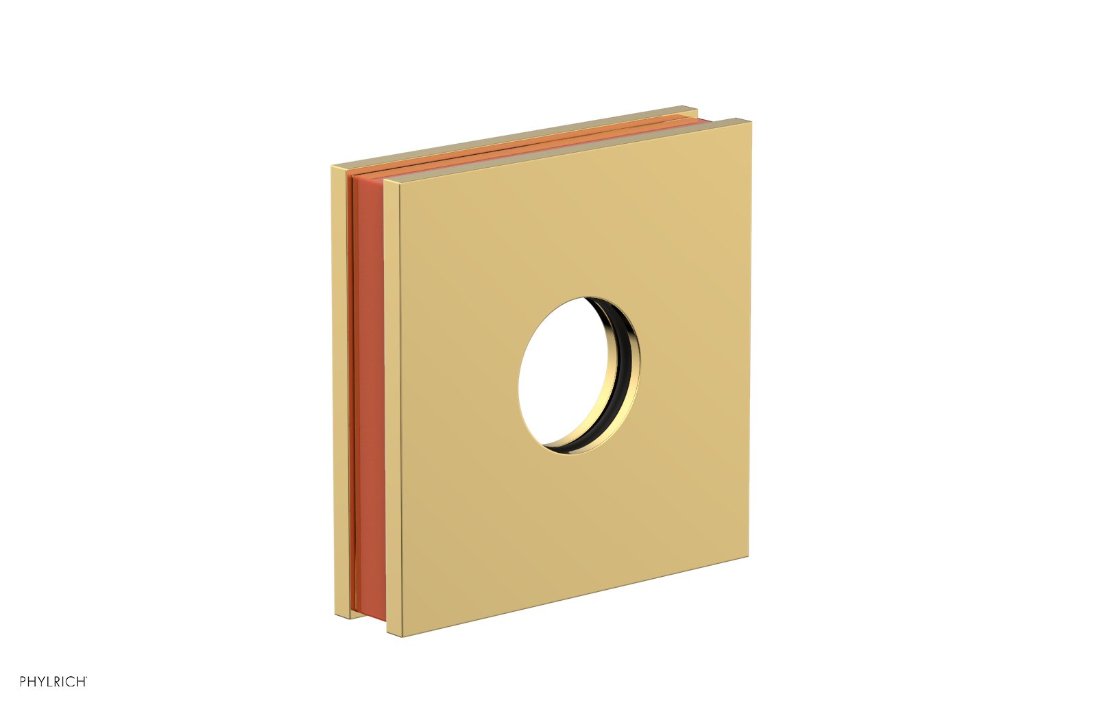 Square Flange with "Orange" Accent by Phylrich - Polished Gold