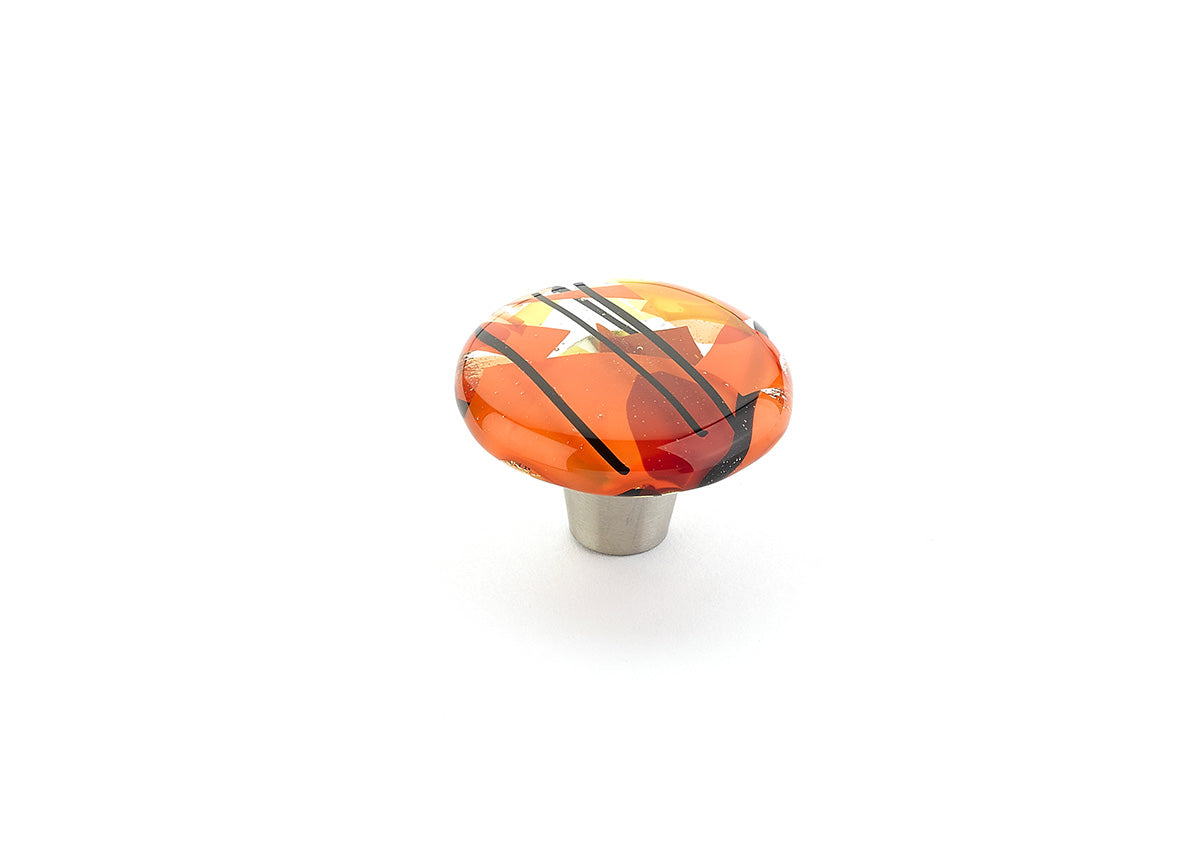 Ice Confetti Orange Glass Round Knob by Schaub - New York Hardware