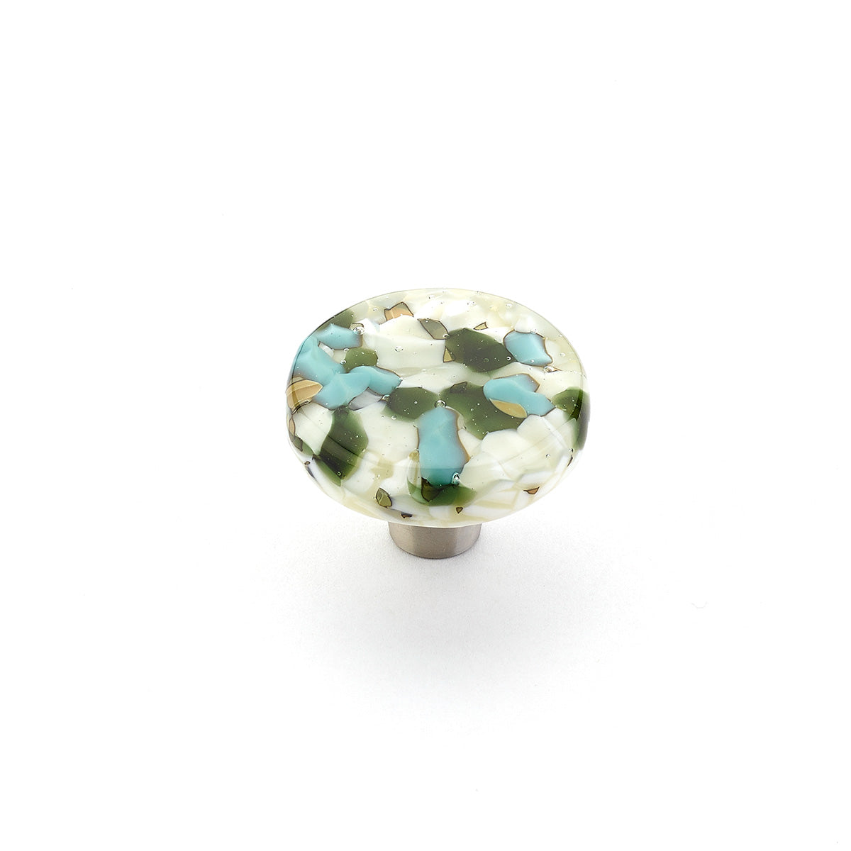 Ice Green Blue Pebbles Glass Round Knob by Schaub - New York Hardware