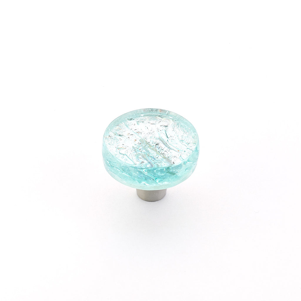 Ice Pearl Aqua Glass Round Knob by Schaub - New York Hardware