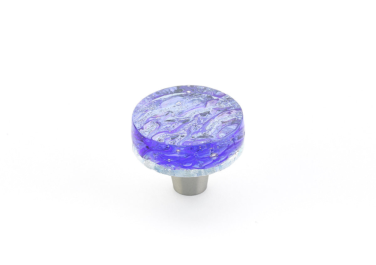 Ice Pearl Blue Glass Round Knob by Schaub - New York Hardware