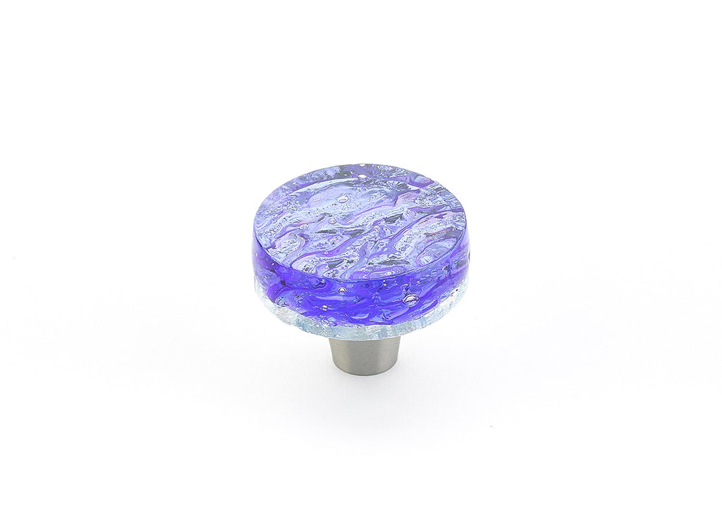 Ice Pearl Blue Glass Round Knob by Schaub - New York Hardware