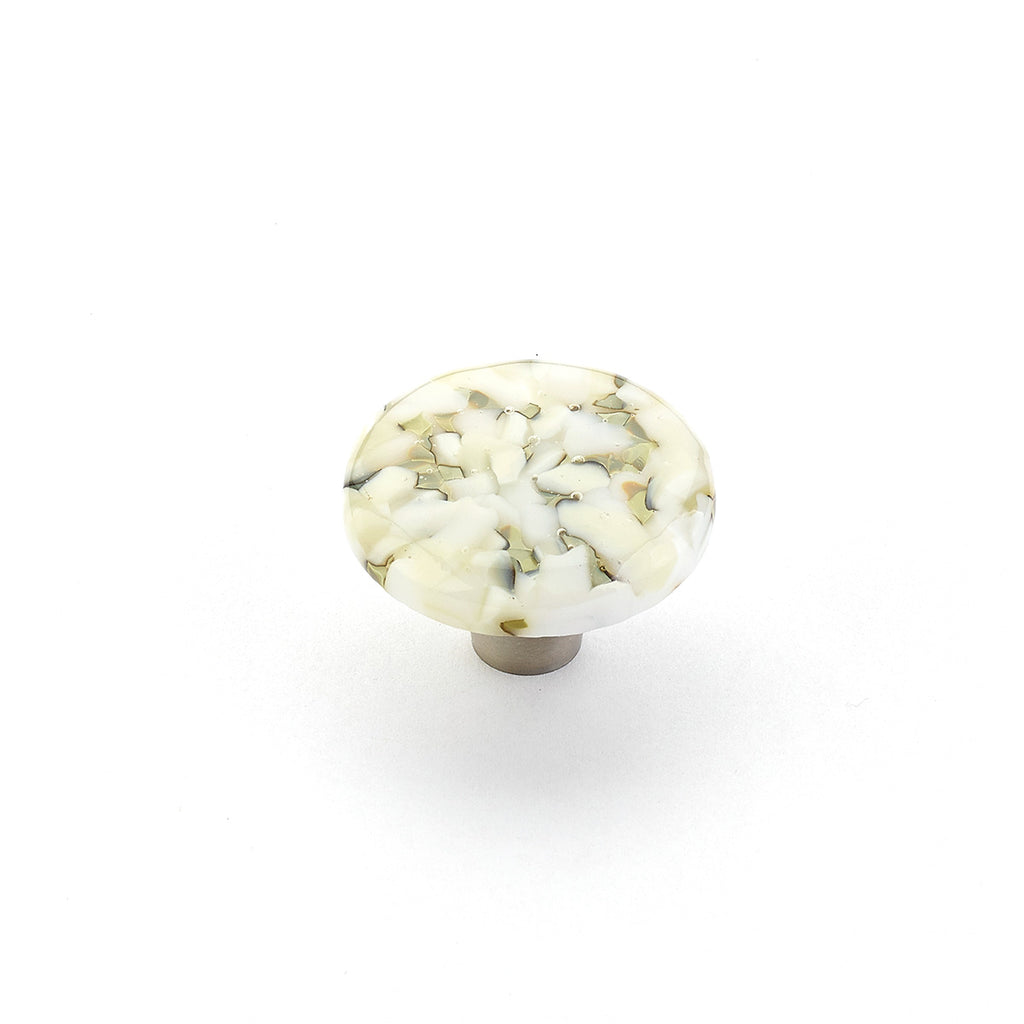 Ice White Lace Pebbles Glass Round Knob by Schaub - New York Hardware